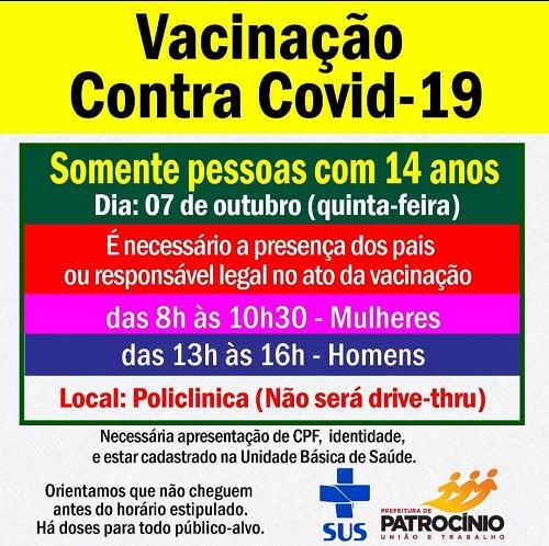 Jovens com 14 anos de idade serão vacinados nesta...