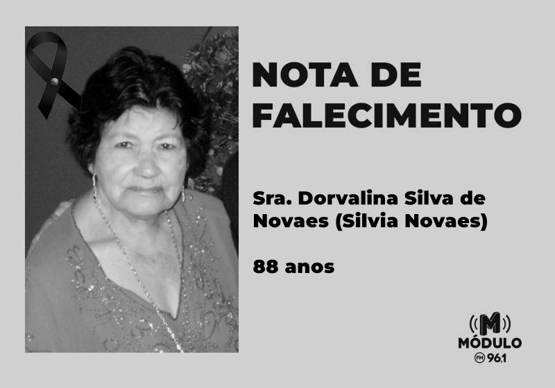 Nota de falecimento Sra. Dorvalina Silva de Novaes (Silvia...