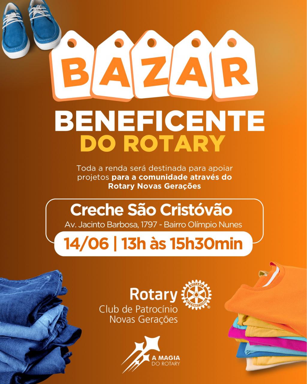 Imagem 1 do post Rotary Novas Gerações realiza bazar beneficente neste sábado em Patrocínio