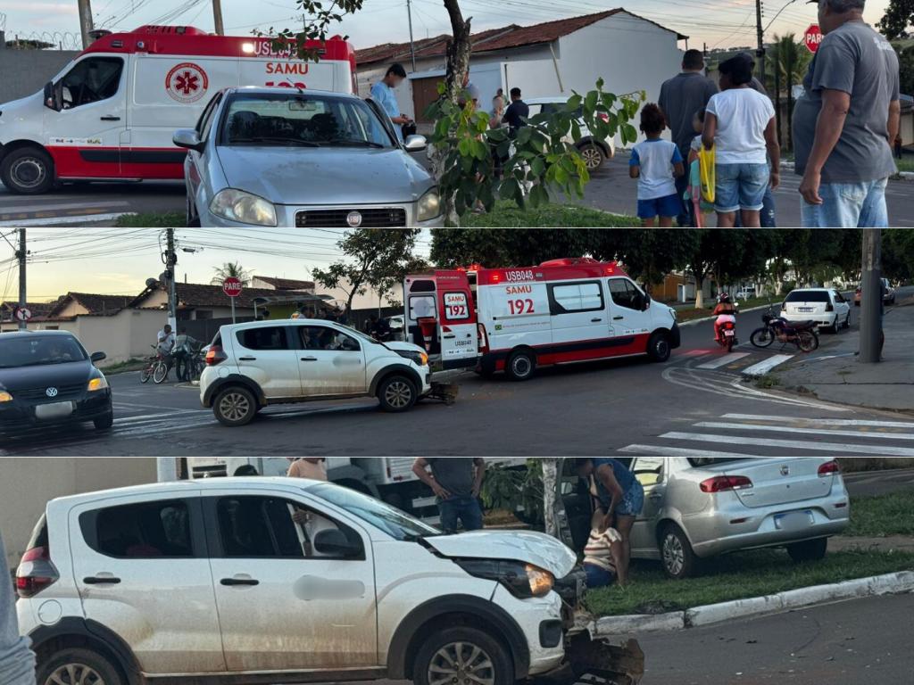 Carros colidem em cruzamento no bairro Morada Nova e motorista é levada ao hospital