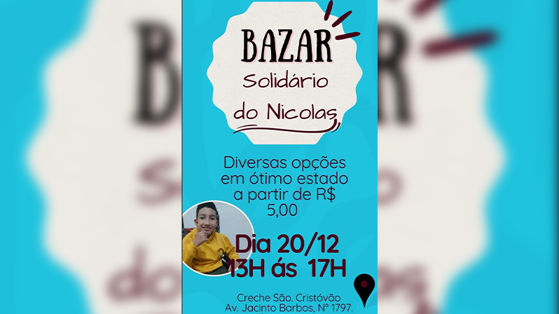 Bazar solidário busca apoio para cirurgia de criança de 12 anos
