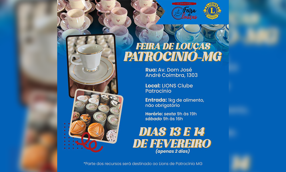 Feira de Louças do Lions Clube movimenta Patrocínio com...
