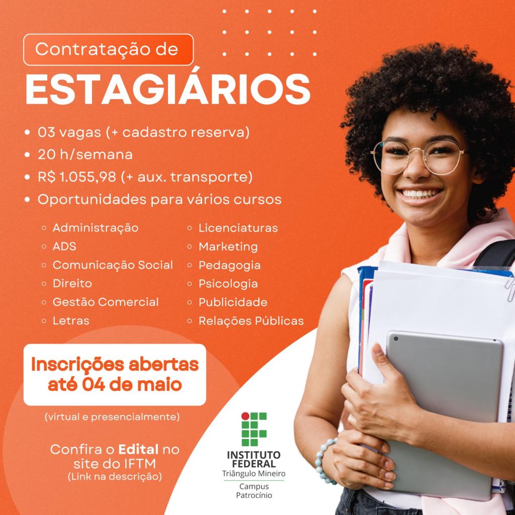 Imagem 1 do post IFTM abre processo seletivo com vagas de estágio em Patrocínio