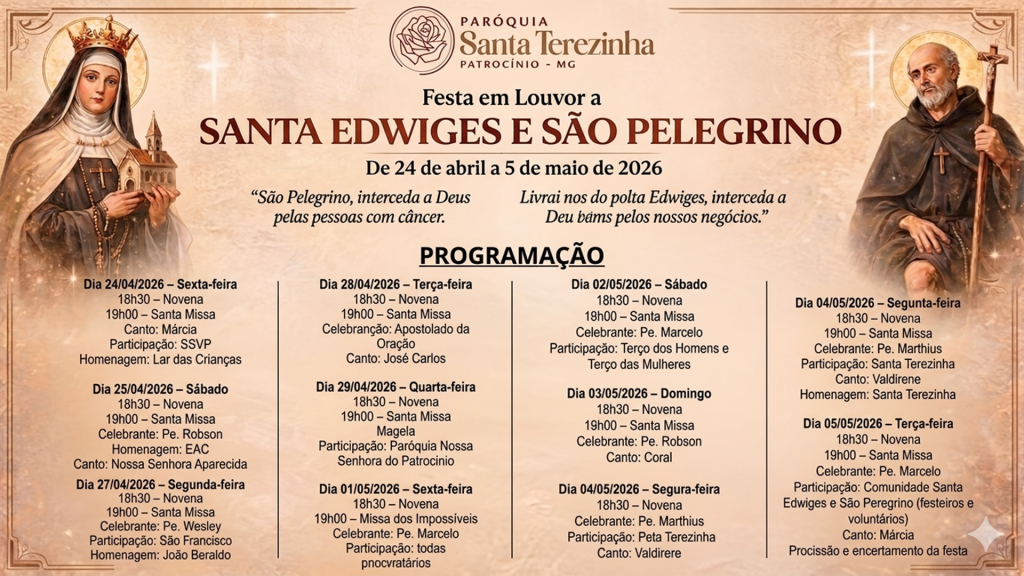 Festa de Santa Edwiges e São Pelegrino termina nesta terça (5) com missa e show de prêmios